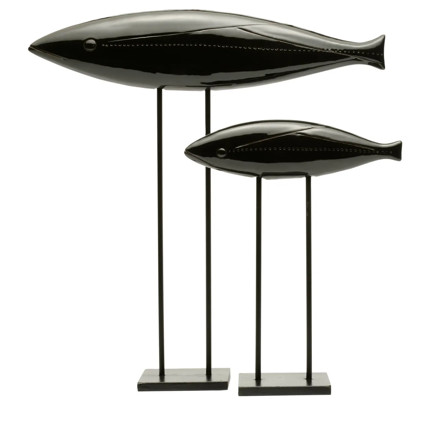 Bitossi Ceramiche Set di 2 sculture di pesce nero di Aldo Londi> Statuine