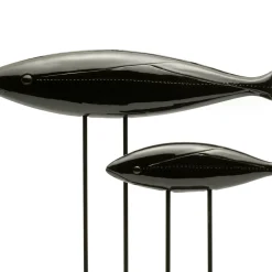 Bitossi Ceramiche Set di 2 sculture di pesce nero di Aldo Londi> Statuine