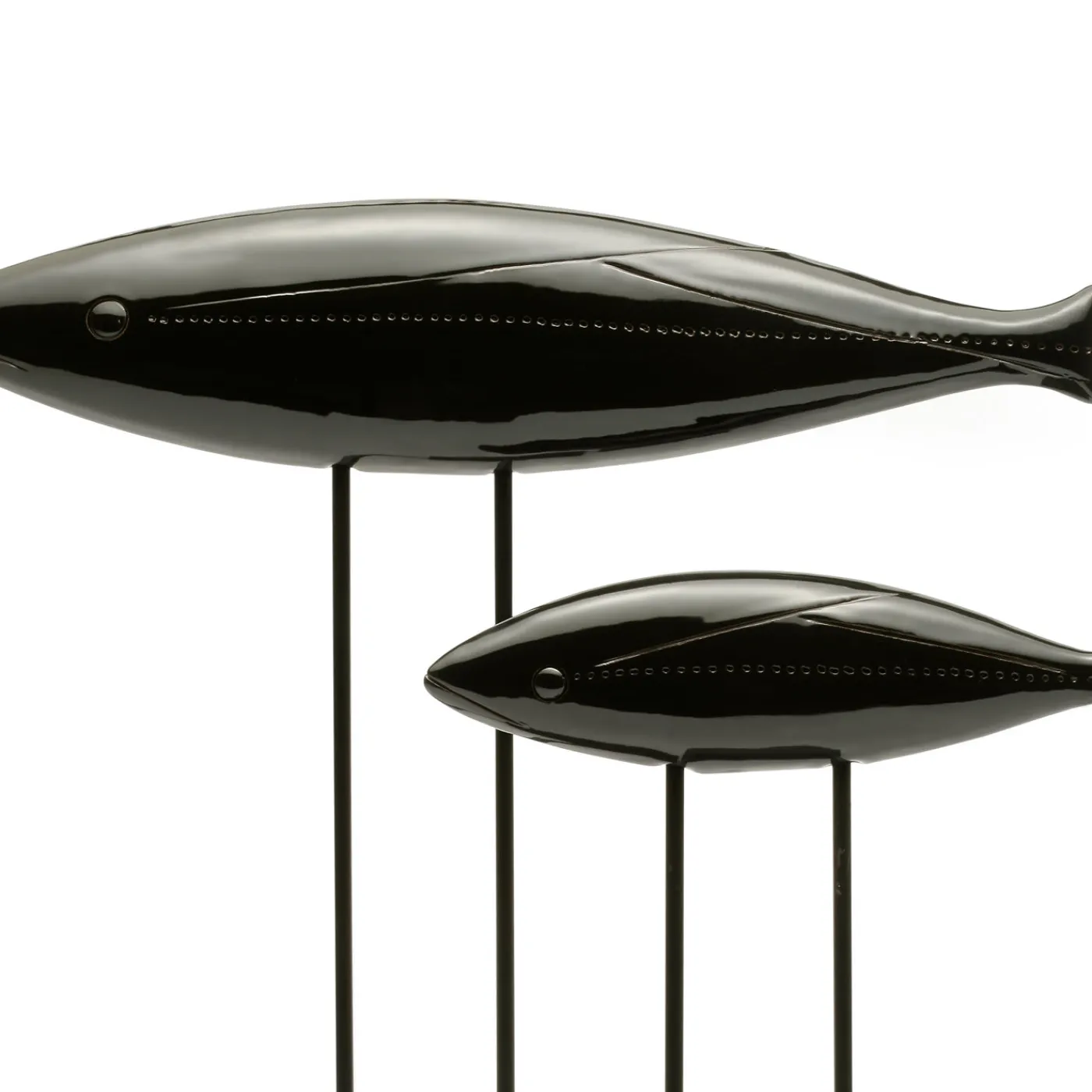 Bitossi Ceramiche Set di 2 sculture di pesce nero di Aldo Londi> Statuine