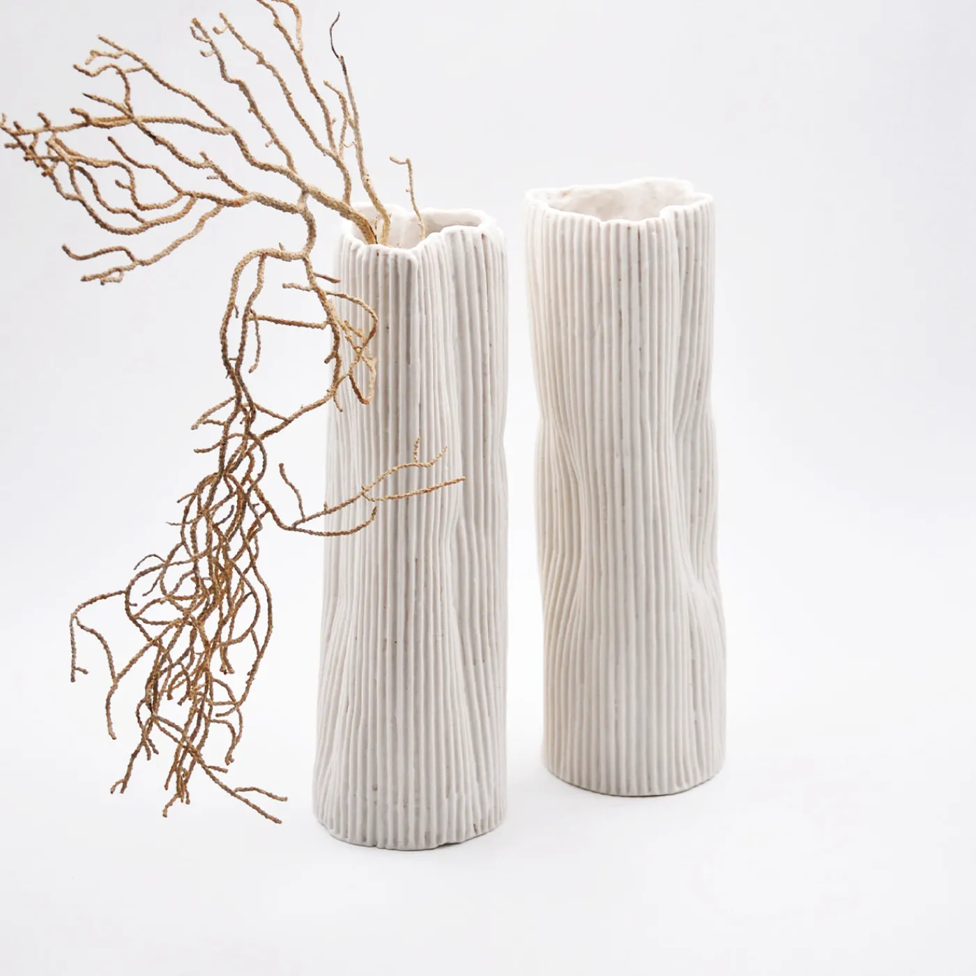 Design Center 1991 Set di 2 vasi decorativi "Paesaggio 19 #2" di Nino Basso bianchi> Vasi Decorativi