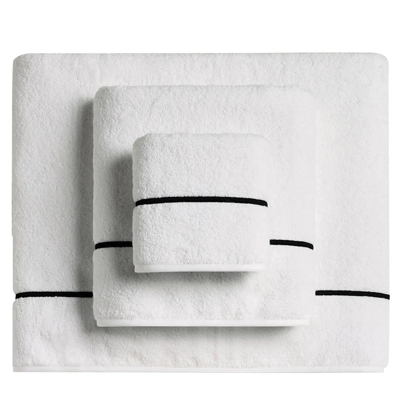 Biancoperla Set di asciugamani ricamati BACCHETTA in cotone spugna bianco> Biancheria Da Bagno