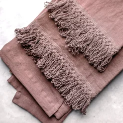 Once Milano Set di asciugamani rosa vintage con frangia lunga> Biancheria Da Bagno