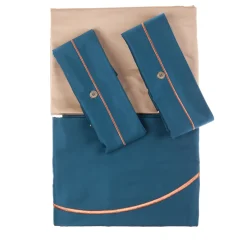 Alessandro Di Marco Set di biancheria da letto estiva - Blu petrolio e beige> Biancheria Da Letto