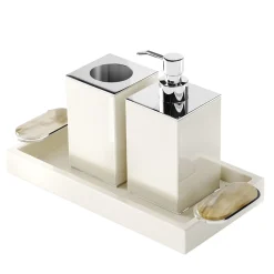 Arcahorn Set di dispenser per sapone e portaspazzolino Argentella Ivory> Arredo Bagno