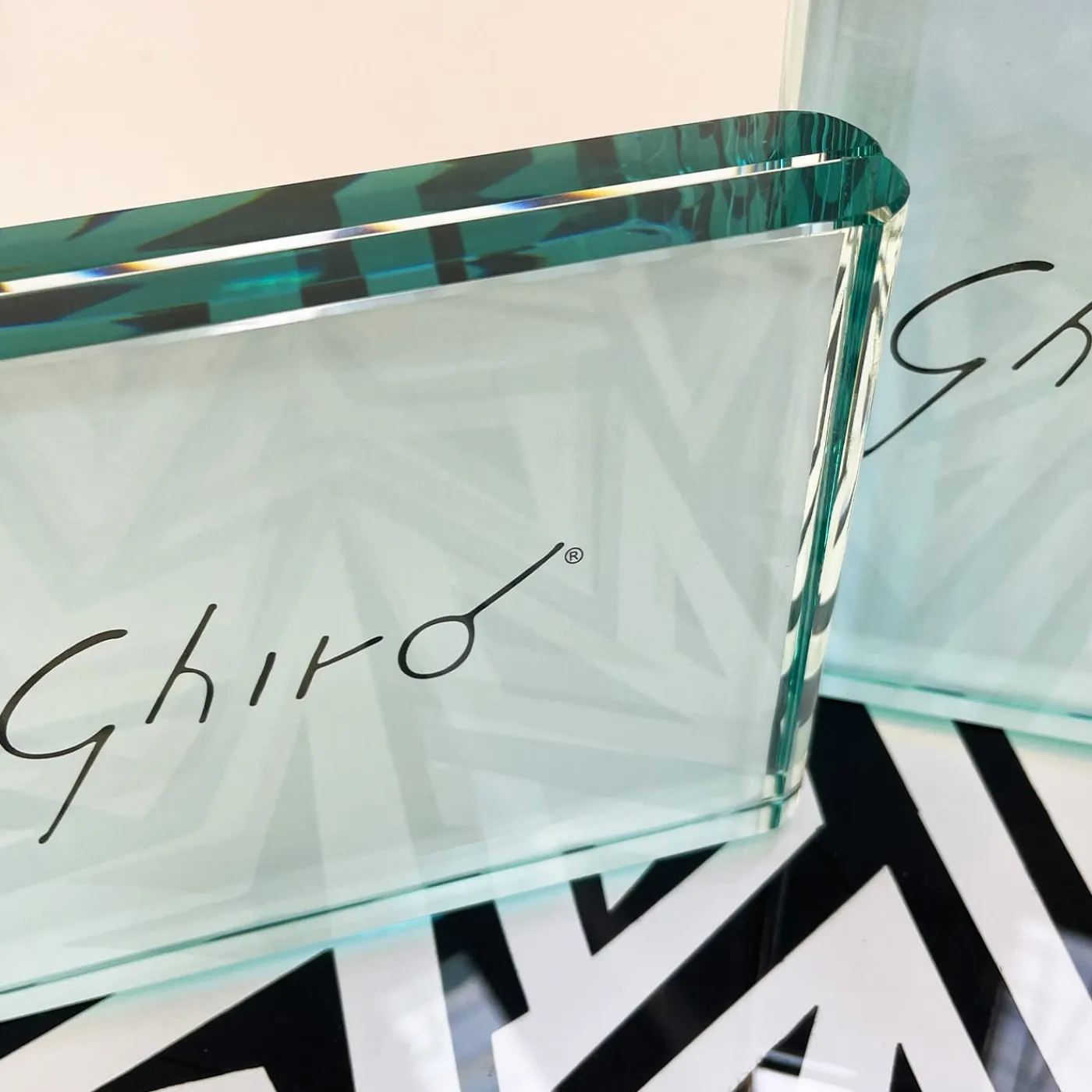 Ghirò Studio Set di due cornici per foto in cristallo acquamarina> Cornici