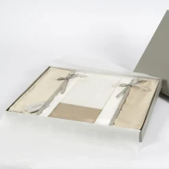 Mastro Raphael Set di lenzuola e due federe in raso di cotone beige Tivoli><noscript><img width=