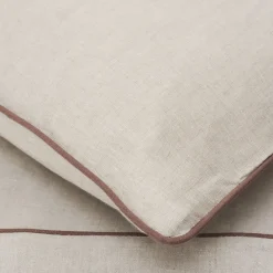 Once Milano Set di lino naturale Summer Bed con profili rosa vintage> Biancheria Da Letto