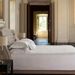 Biancoperla Set lenzuola Komodo in raso di cotone jacquard bianco><noscript><img width=