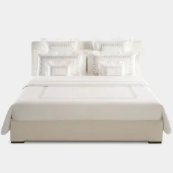 Biancoperla Set Lenzuola QENA ricamate in Cotone Percalle Bianco><noscript><img width=