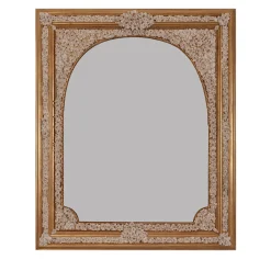 Caiafa Specchio ad arco con fiori in porcellana Capodimonte e dettagli dorati dipinti a mano> Cornici