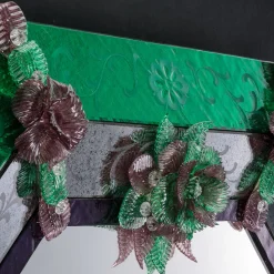 Barbini Specchio da parete Anaki in vetro di Murano Verde><noscript><img width=