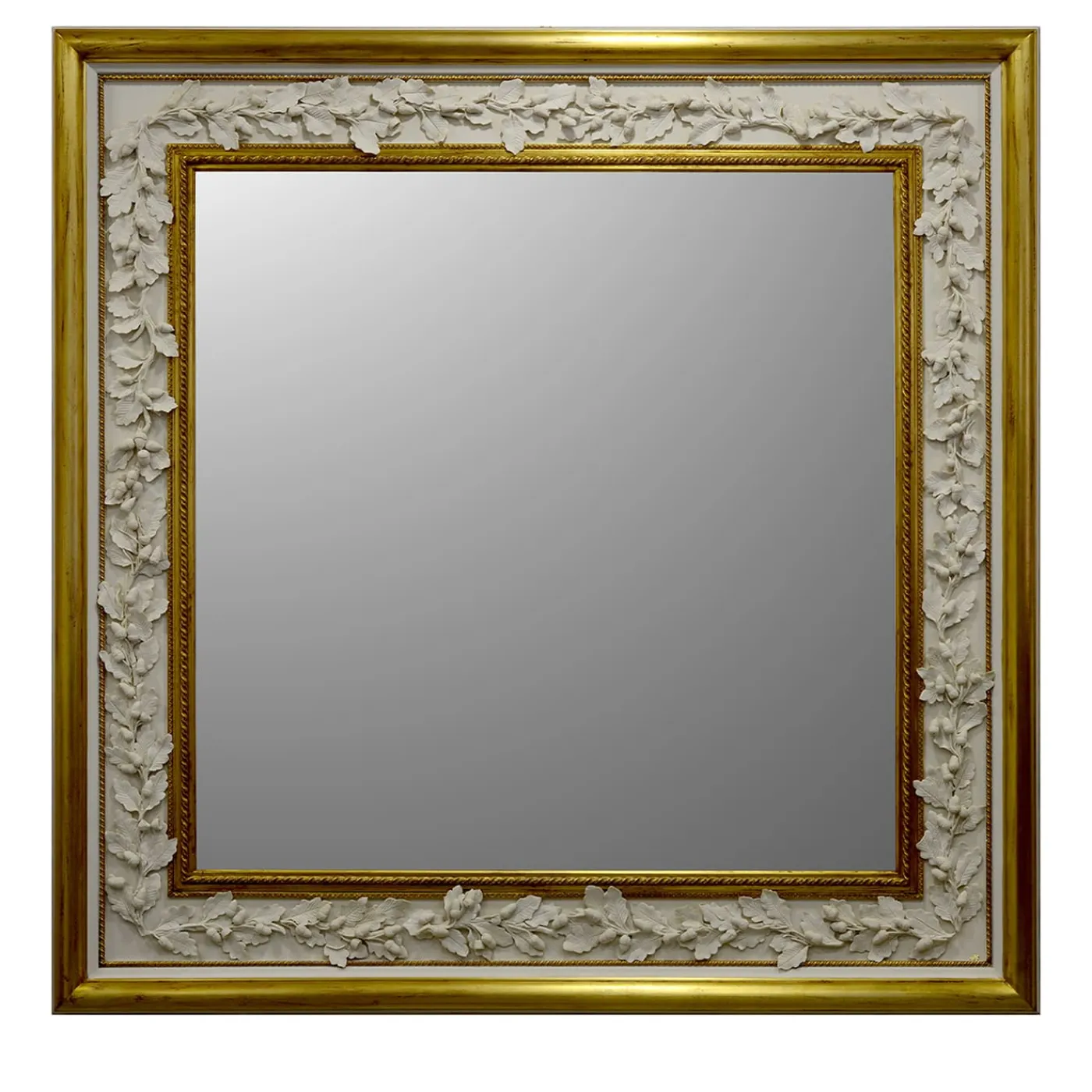 Caiafa Specchio da parete dorato con decorazioni in porcellana biscuit di Capodimonte> Specchi Da Parete