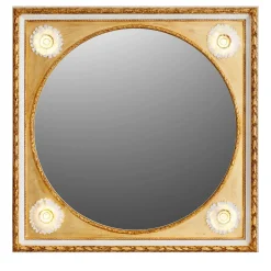 Caiafa Specchio da parete dorato con girasoli in porcellana di Capodimonte e dettagli in oro> Specchi Da Parete