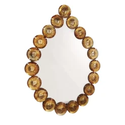 Fratelli Tosi Specchio da parete in vetro di Murano Goccia Ambra> Specchi Da Parete