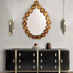 Fratelli Tosi Specchio da parete in vetro di Murano Goccia Ambra><noscript><img width=