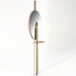 Durame Specchio da parete marrone chiaro a forma di disco Irpin><noscript><img width=