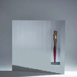 Arte Nel Design Specchio da parete Mirage con scultura in bronzo e acciaio argento> Specchi Da Terra