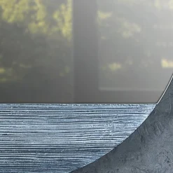 Disain 1971 Specchio da parete Orizzonte Tondo in resina spatolata argento> Specchi Da Parete