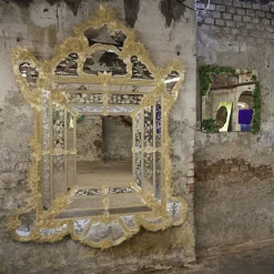 Barbini Specchio da parete Rex con foglia d'oro><noscript><img width=