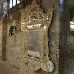 Barbini Specchio da parete Rex con foglia d'oro><noscript><img width=