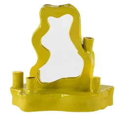 Secondome Edizioni Specchio da tavolo Clouds in ceramica gialla con luce di Onka Allmayer-Beck> Specchi Da Tavolo