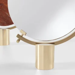 JCP Universe Specchio da tavolo Naia in marmo travertino rosso di CTRLZAK> Specchi Da Tavolo