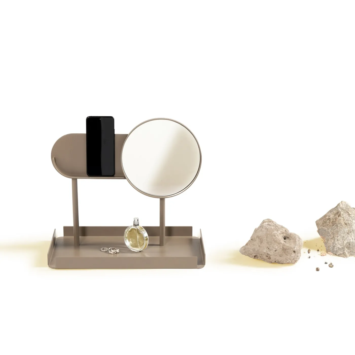 Orografie Specchio da tavolo Virgola Beige di Xu Zheng> Specchi Da Tavolo