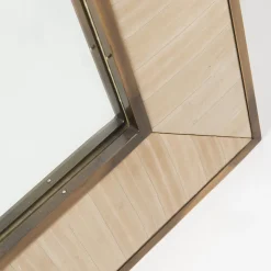 Selezioni Domus Specchio in Pelle di Anguilla e Ottone Lucido Chiaro Nuance Avorio><noscript><img width=