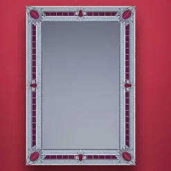 Fratelli Tosi Specchio in vetro di Murano San Toma Rosso Contemporaneo><noscript><img width=