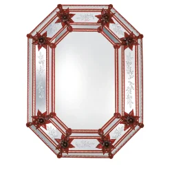 Fratelli Tosi Specchio in vetro di Murano Serenella Red Flowers> Specchi Da Parete