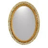 Caiafa Specchio Ovale con Margherite in Porcellana di Capodimonte e Foglia d'Oro Applicata a Mano> Specchi Da Parete
