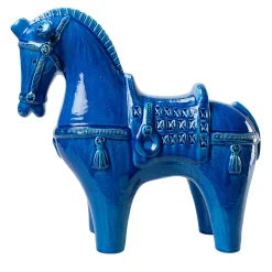 Bitossi Ceramiche Statuetta di cavallo blu di Aldo Londi> Sculture Decorative