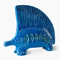 Bitossi Ceramiche Statuetta di Riccio Blu di Aldo Londi><noscript><img width=