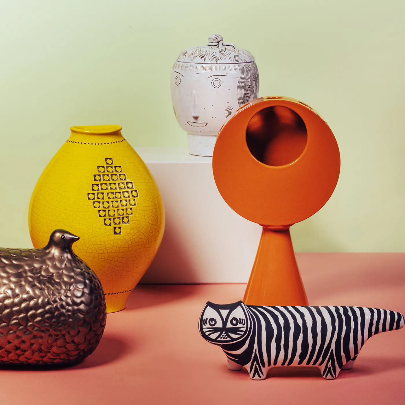 Bitossi Ceramiche Statuetta Gallina Argento di Aldo Londi> Statuine