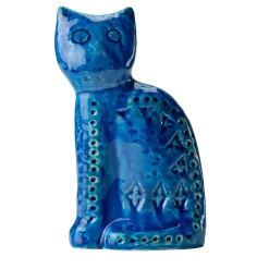 Bitossi Ceramiche Statuetta Gatto Seduto Blu di Aldo Londi> Statuine