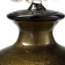 Officine di Murano 1295 Stmat Vaso con piede in nero e oro 24K con coperchio><noscript><img width=