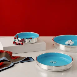 Greggio Svuotatasche Grande Rotondo color Turchese Placcato Argento><noscript><img width=