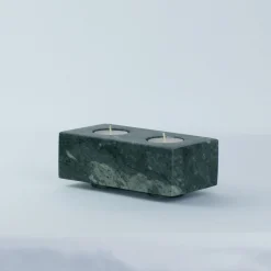 FiammettaV Home Collection TA Portacandele squadrato doppio in marmo verde> Candelieri E Portacandele
