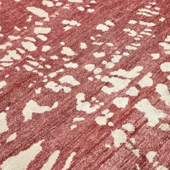 Nodus Tappeto artigianale in seta di bambù rosso e bianco Mars><noscript><img width=