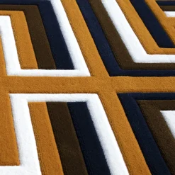 Carpet Edition Tappeto Castelbarco geometrico in lana della Nuova Zelanda marrone/nero/bianco><noscript><img width=