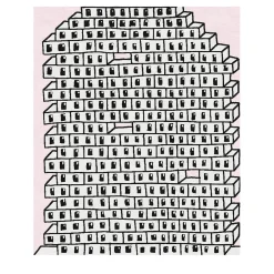 Sergio Mannino Studio Tappeto in lana fatto a mano rosa e grigio con motivo a muro di mattoni cavi> Tappeti E Moquette