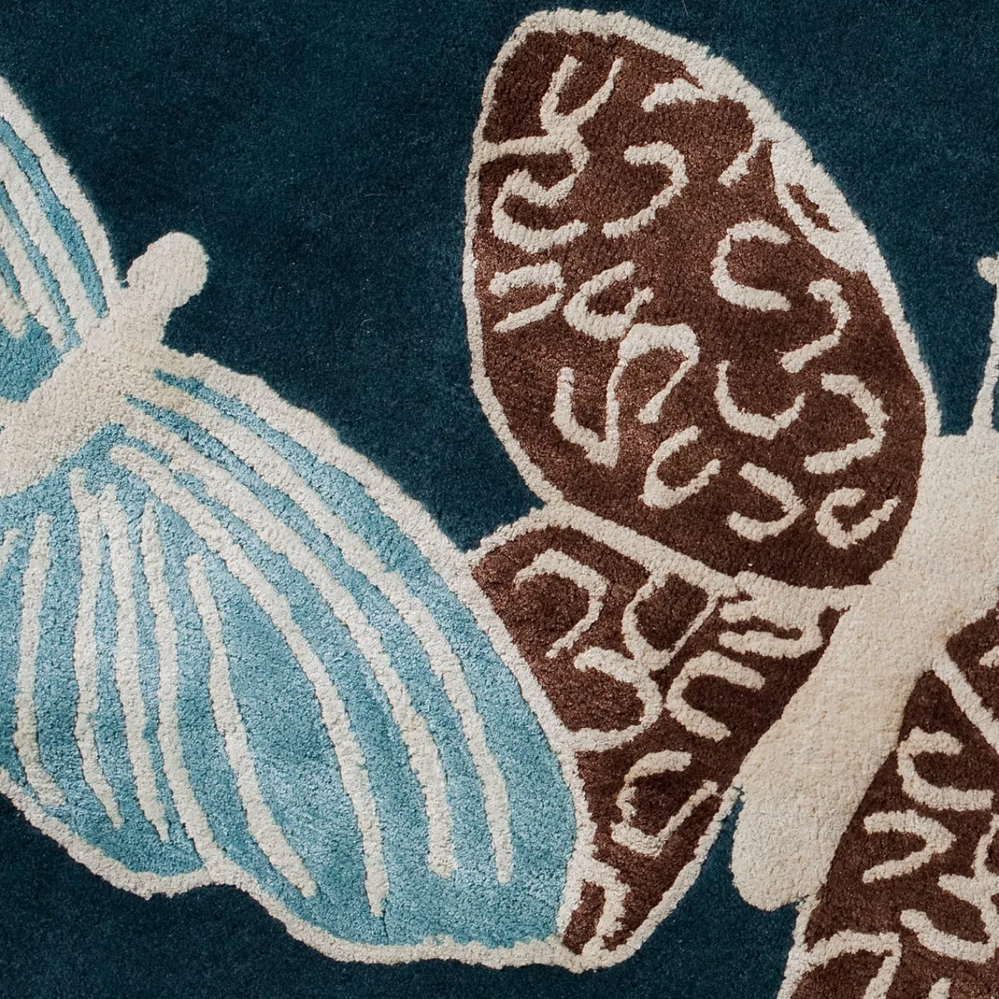 Sergio Mannino Studio Tappeto rotondo in lana e seta fatto a mano Spirit In The Night Sky Butterfly Blue> Tappeti E Moquette