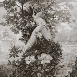 KOHRO Tessuto da rivestimento Blooming Time in cotone bianco, nero e grigio><noscript><img width=