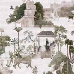 KOHRO Tessuto da rivestimento in cotone Rajasthan viola> Carte Da Parati