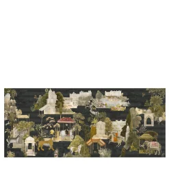 KOHRO Tessuto da rivestimento in cotone nero del Rajasthan> Carte Da Parati