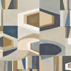 KOHRO Tessuto da rivestimento in poliestere cromato blu e oro> Carte Da Parati