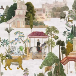 KOHRO Tessuto da rivestimento in cotone verde del Rajasthan> Carte Da Parati