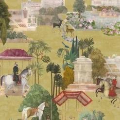 KOHRO Tessuto da rivestimento in cotone Rajasthan oro> Carte Da Parati