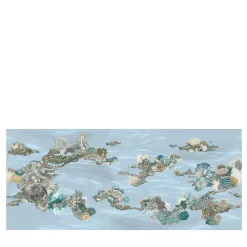 KOHRO Tessuto da rivestimento in poliestere Patch Reef blu chiaro> Carte Da Parati