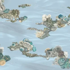 KOHRO Tessuto da rivestimento in poliestere Patch Reef blu chiaro> Carte Da Parati